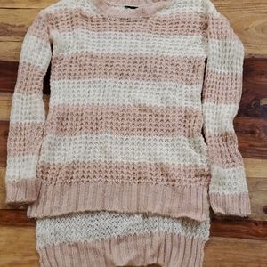 White and Pink horizontal striped sweater